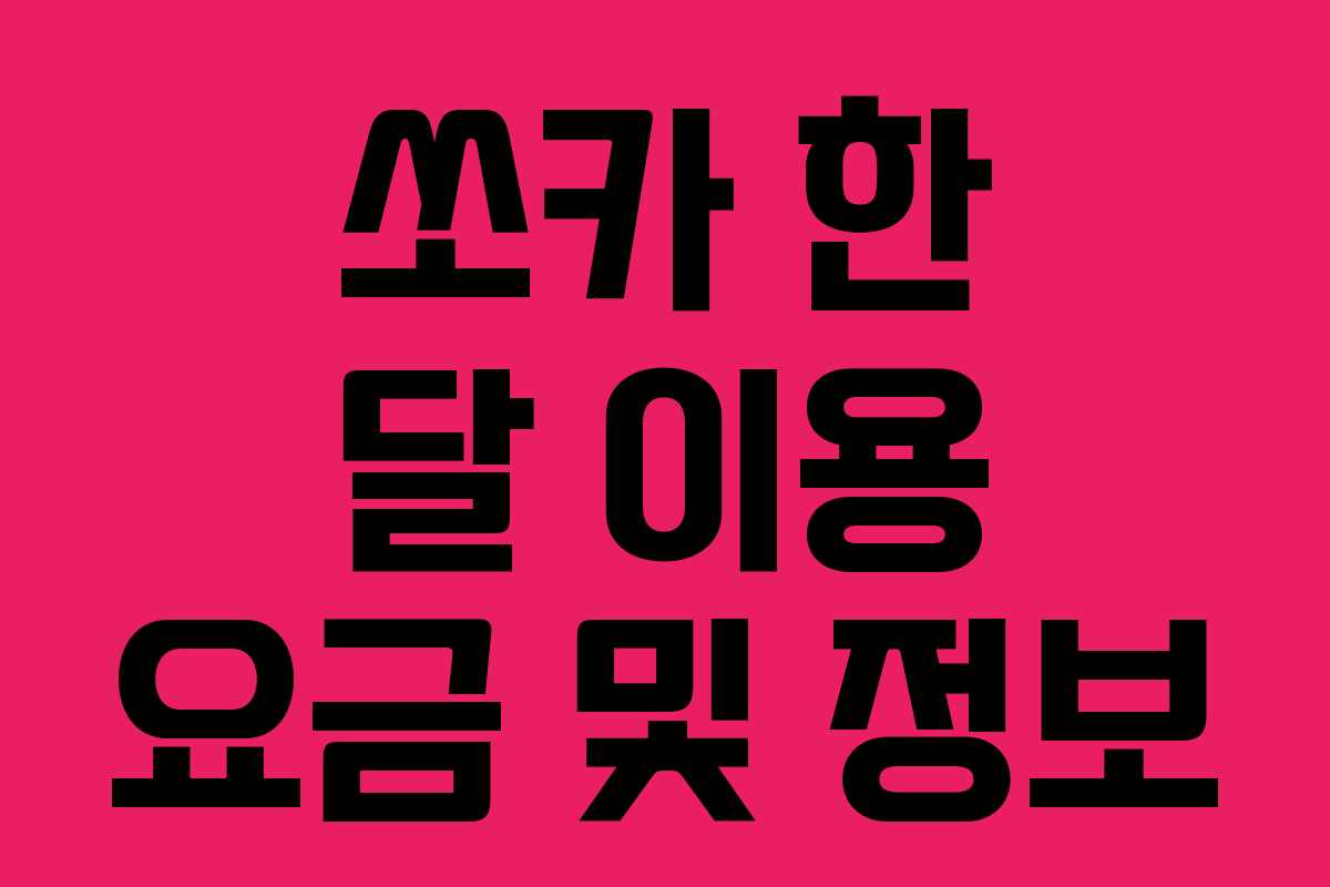 쏘카 한 달 이용 요금 및 정보