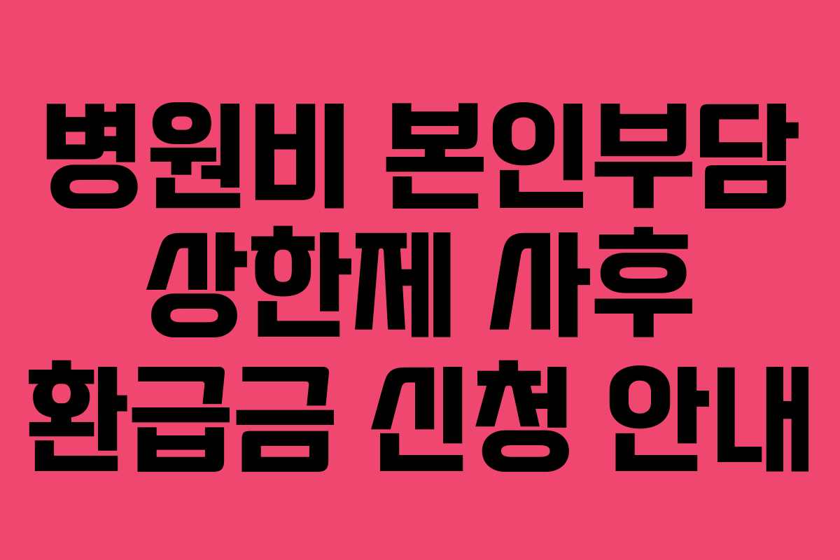 병원비 본인부담 상한제 사후 환급금 신청 안내