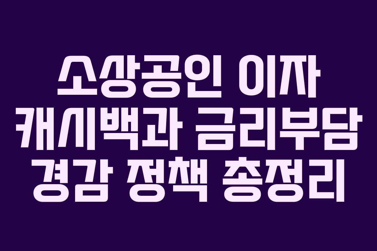 소상공인 이자 캐시백과 금리부담 경감 정책 총정리