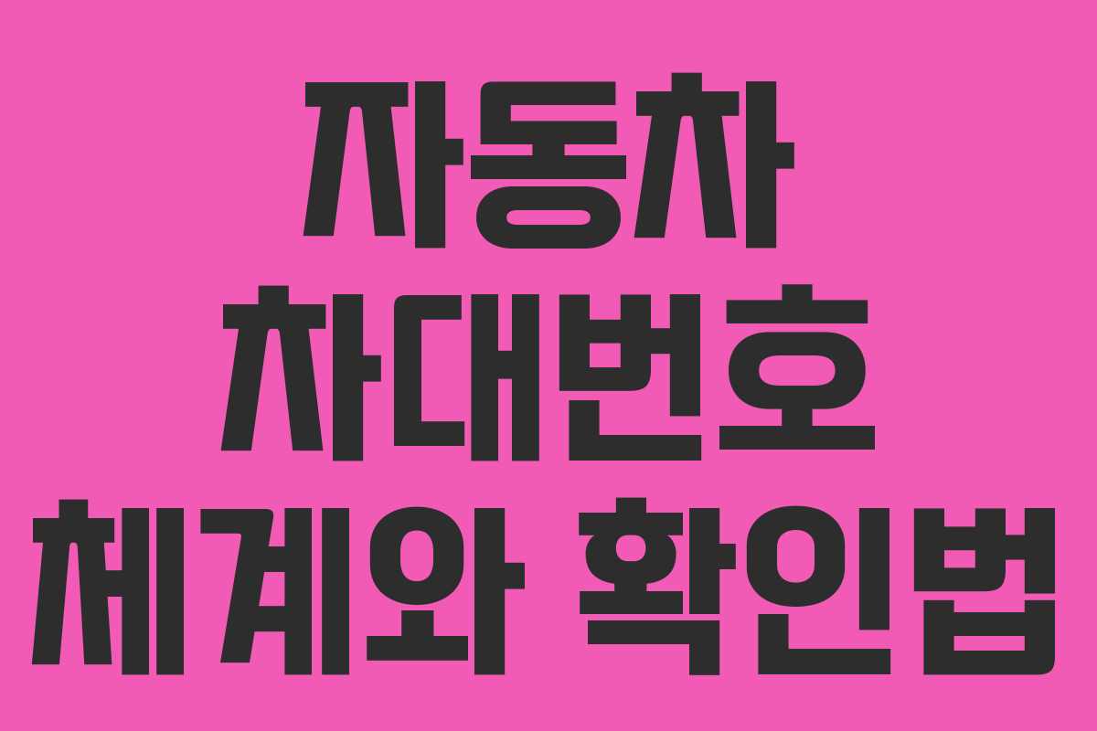 자동차 차대번호 체계와 확인법