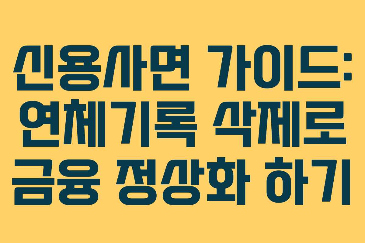 신용사면 가이드: 연체기록 삭제로 금융 정상화 하기