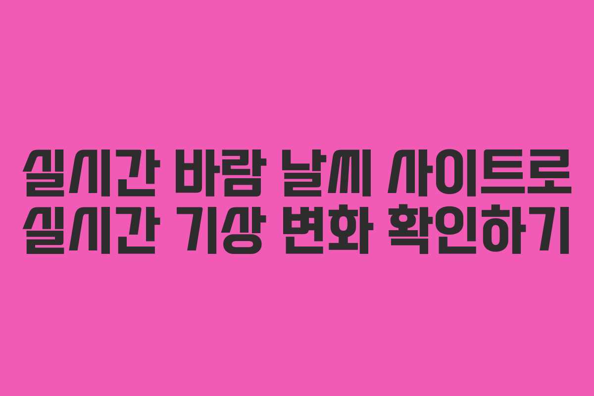 실시간 바람 날씨 사이트로 실시간 기상 변화 확인하기