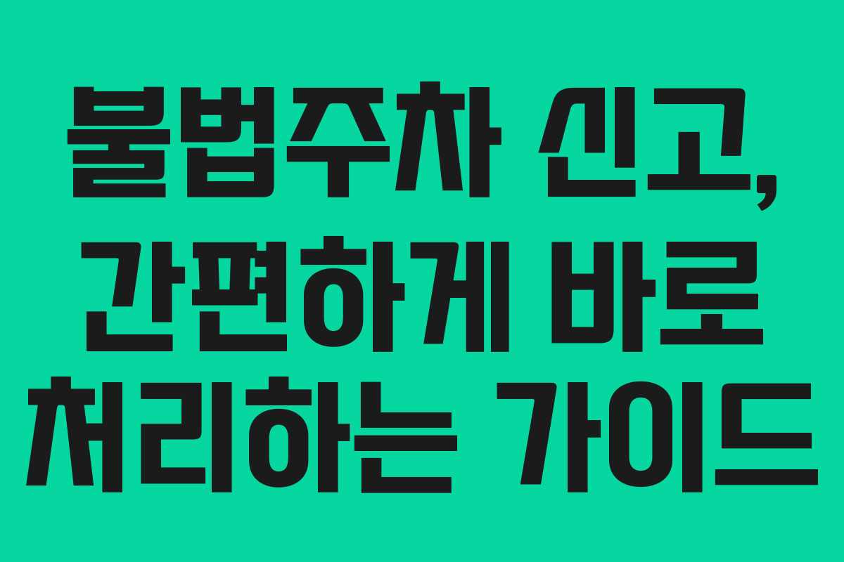불법주차 신고, 간편하게 바로 처리하는 가이드