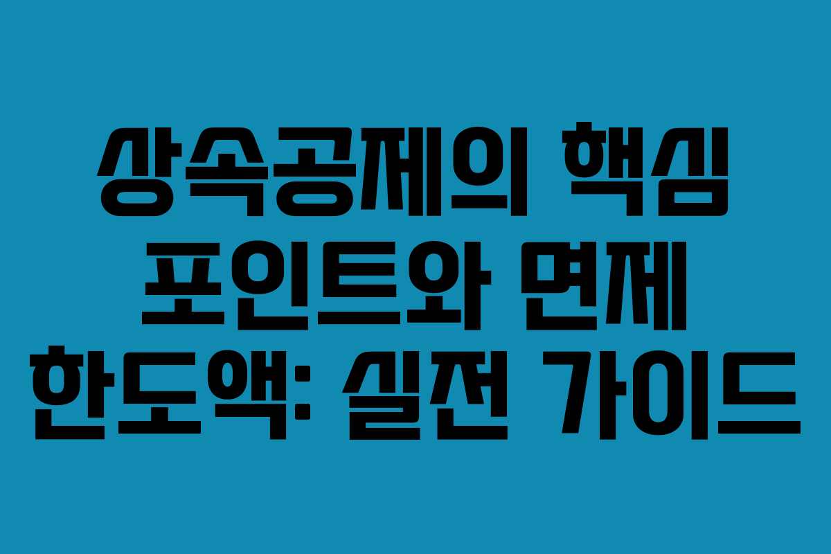 상속공제의 핵심 포인트와 면제 한도액: 실전 가이드