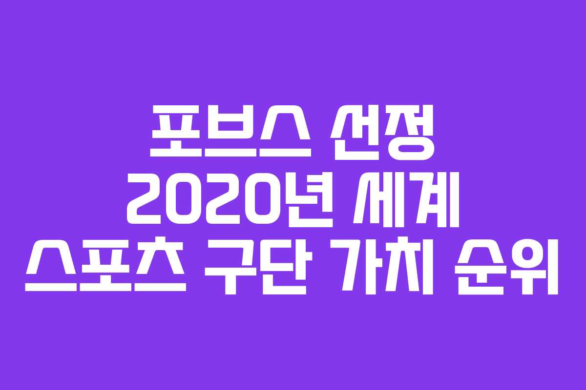 포브스 선정 2020년 세계 스포츠 구단 가치 순위 포브스 선정 2020년 세계 스포츠 구단 가치 순위