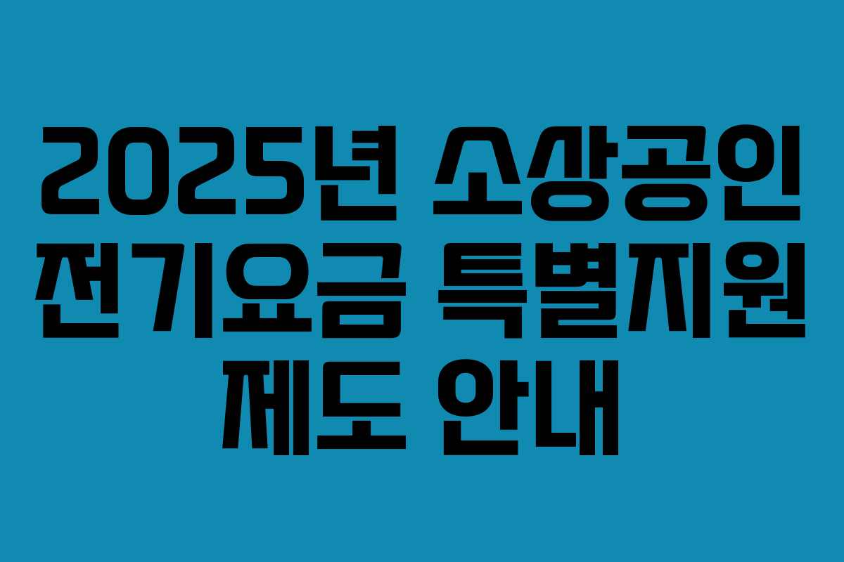 2025년 소상공인 전기요금 특별지원 제도 안내 2025년 소상공인 전기요금 특별지원 제도 안내