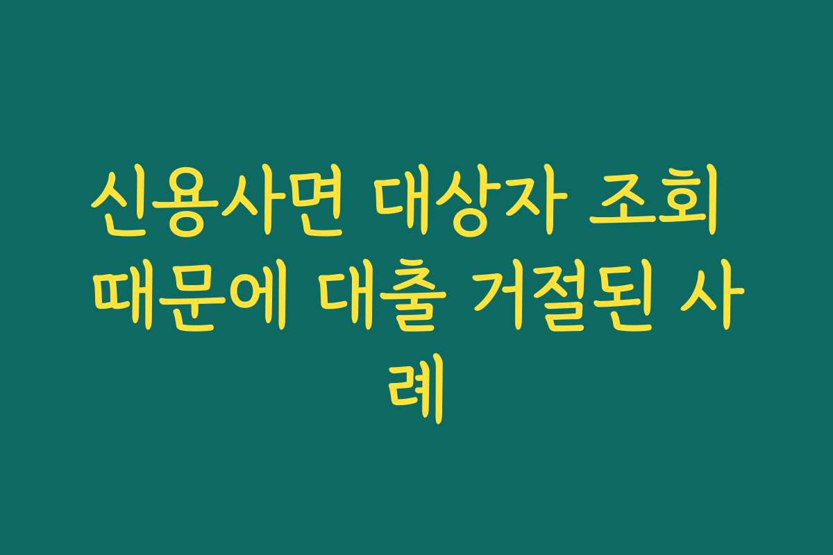 신용사면 대상자 조회 때문에 대출 거절된 사례