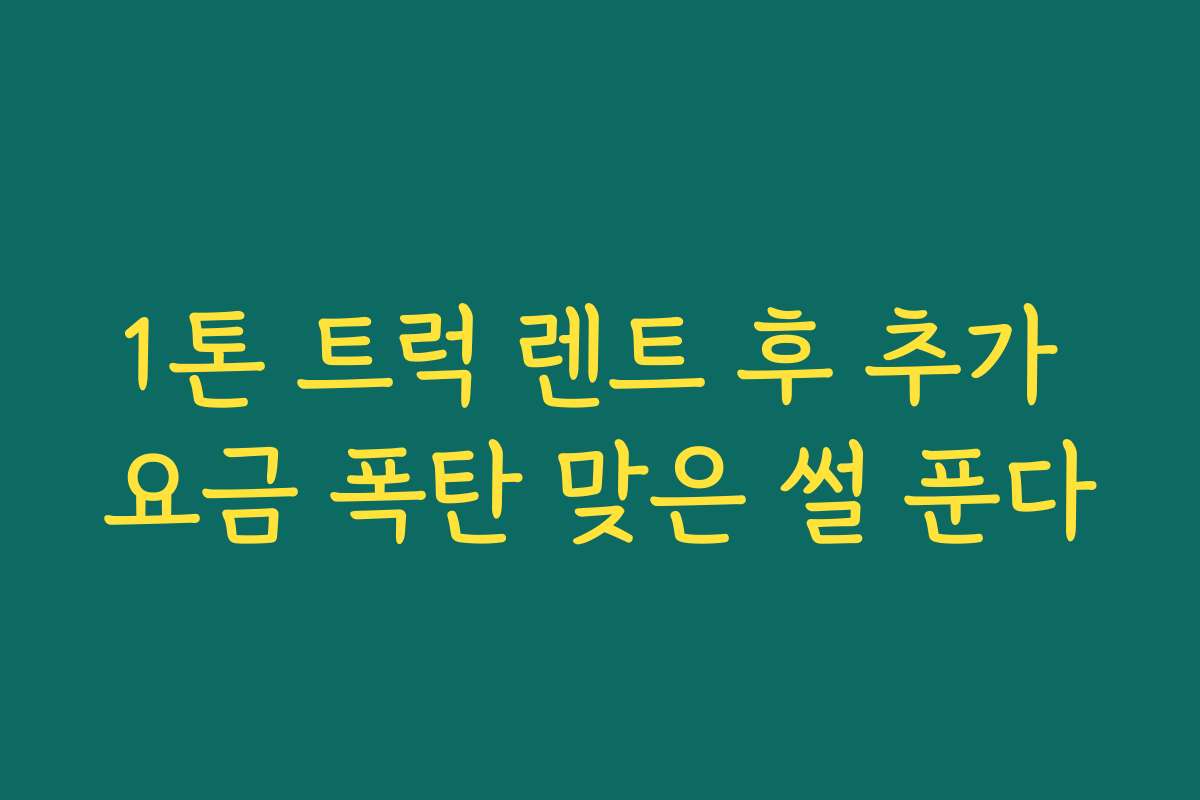 1톤 트럭 렌트 후 추가 요금 폭탄 맞은 썰 푼다 1톤 트럭 렌트 후 추가 요금 폭탄 맞은 썰 푼다