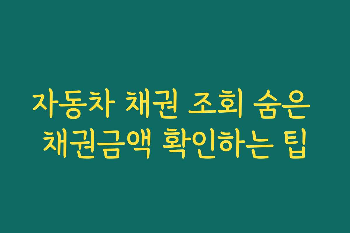 자동차 채권 조회 숨은 채권금액 확인하는 팁
