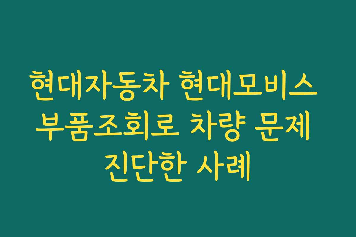 현대자동차 현대모비스 부품조회로 차량 문제 진단한 사례
