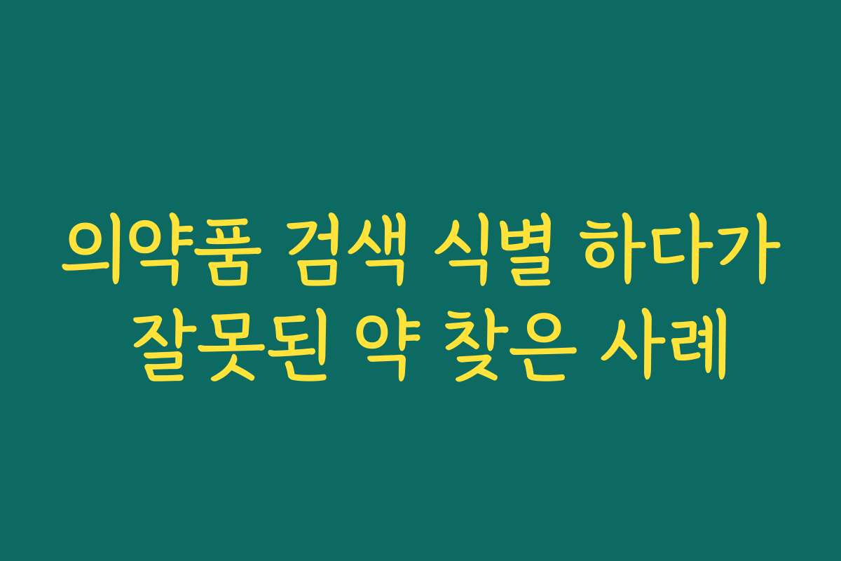 의약품 검색 식별 하다가 잘못된 약 찾은 사례 의약품 검색 식별 하다가 잘못된 약 찾은 사례