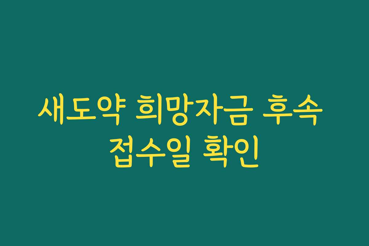 새도약 희망자금 후속 접수일 확인