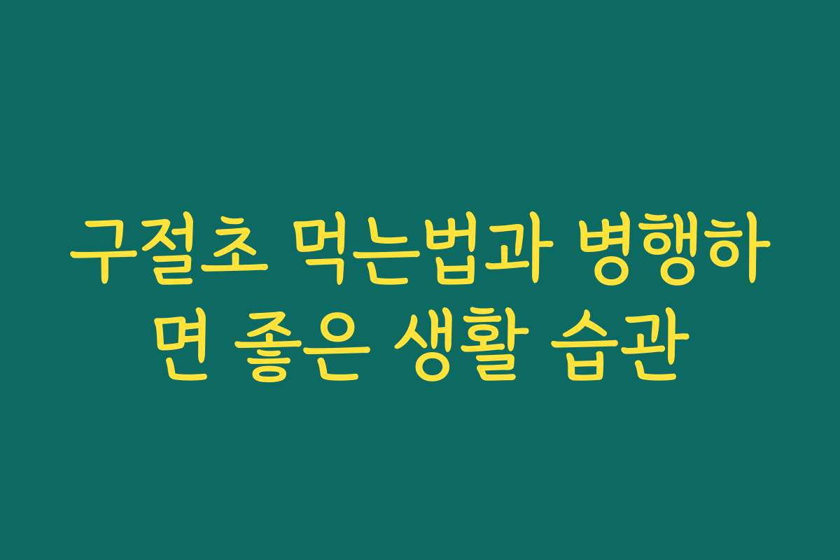 구절초 먹는법과 병행하면 좋은 생활 습관