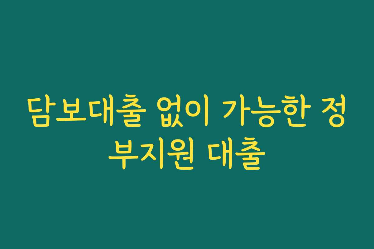 담보대출 없이 가능한 정부지원 대출