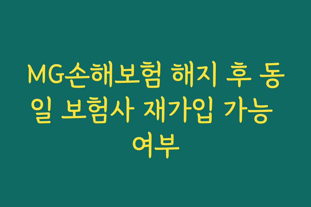 MG손해보험 해지 후 동일 보험사 재가입 가능 여부