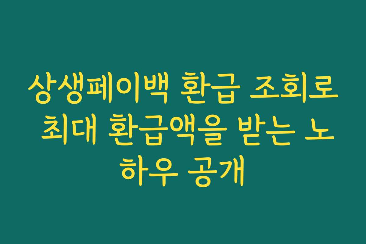 상생페이백 환급 조회로 최대 환급액을 받는 노하우 공개