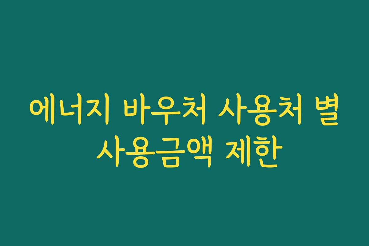 에너지 바우처 사용처 별 사용금액 제한