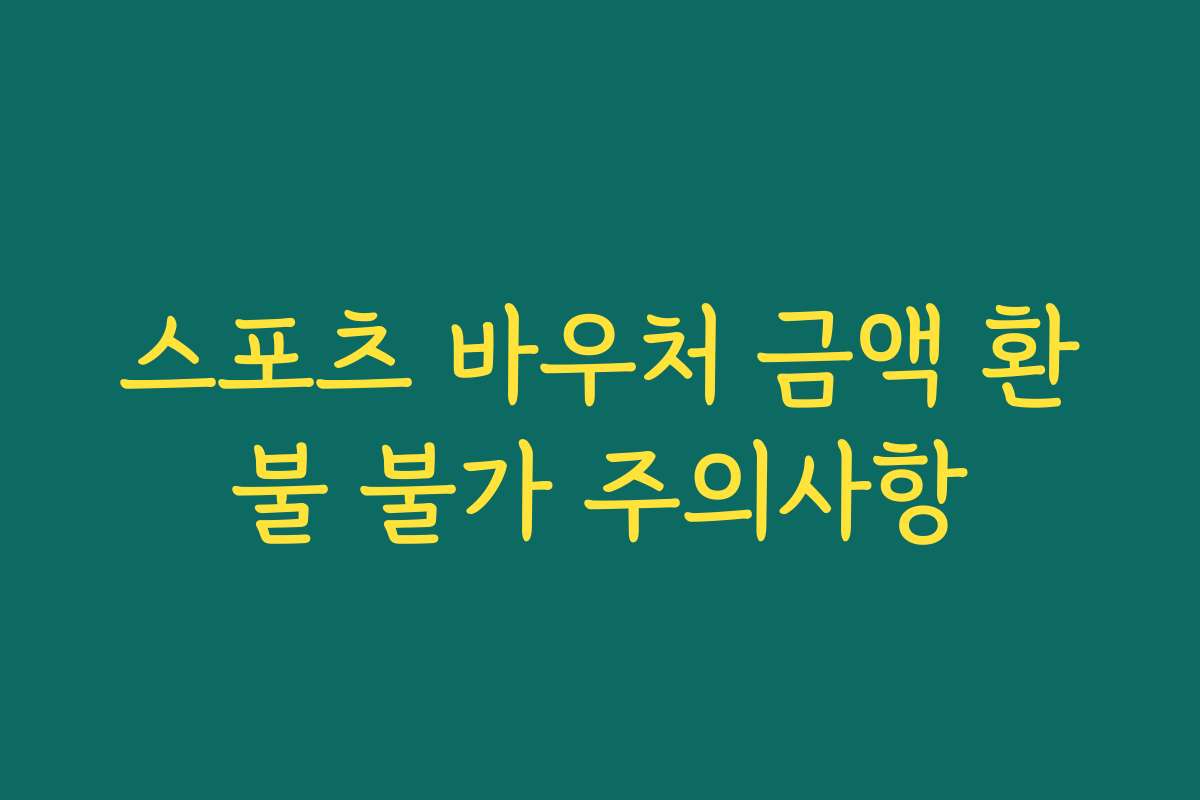 스포츠 바우처 금액 환불 불가 주의사항