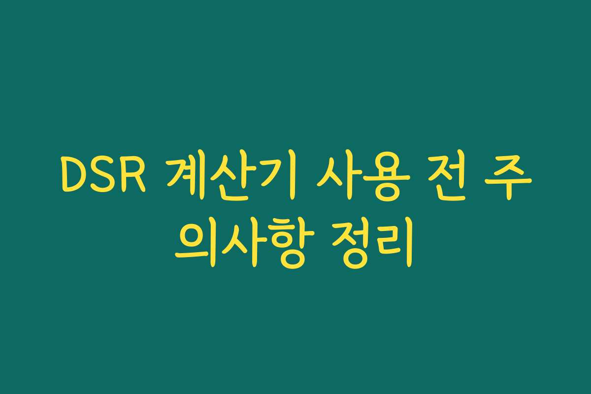 DSR 계산기 사용 전 주의사항 정리
