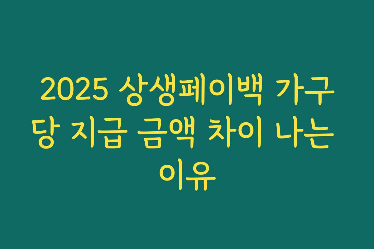 2025 상생페이백 가구당 지급 금액 차이 나는 이유 2025 상생페이백 가구당 지급 금액 차이 나는 이유