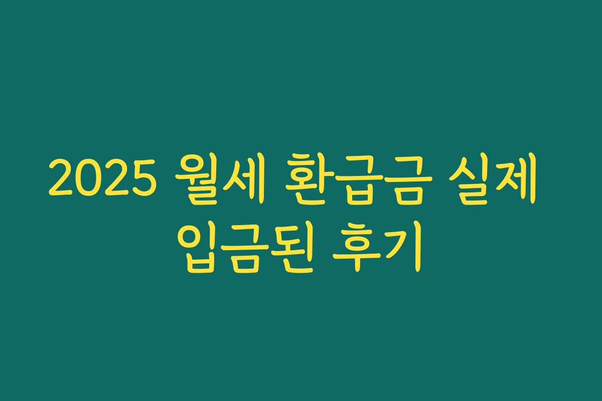 2025 월세 환급금 실제 입금된 후기