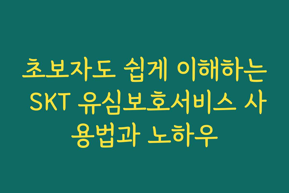 초보자도 쉽게 이해하는 SKT 유심보호서비스 사용법과 노하우