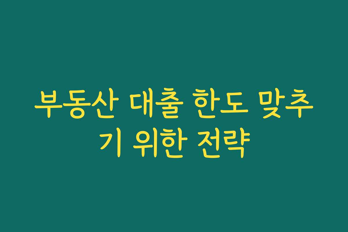 부동산 대출 한도 맞추기 위한 전략