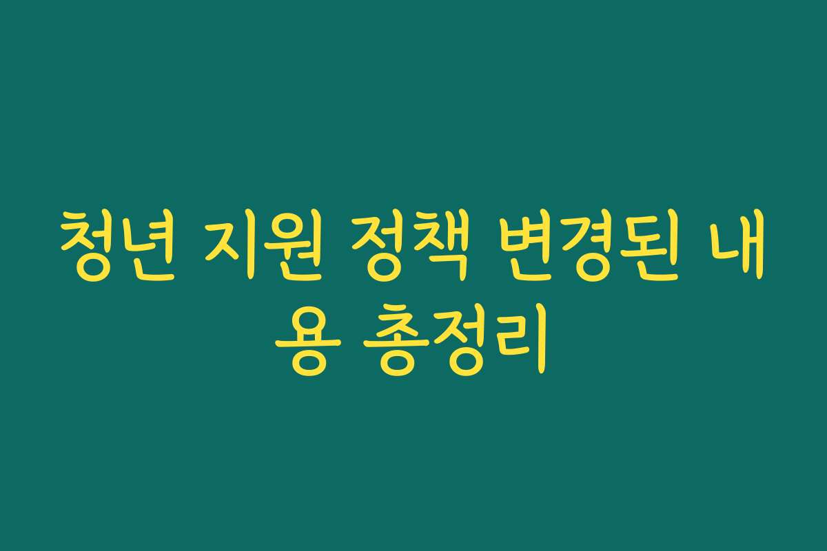 청년 지원 정책 변경된 내용 총정리