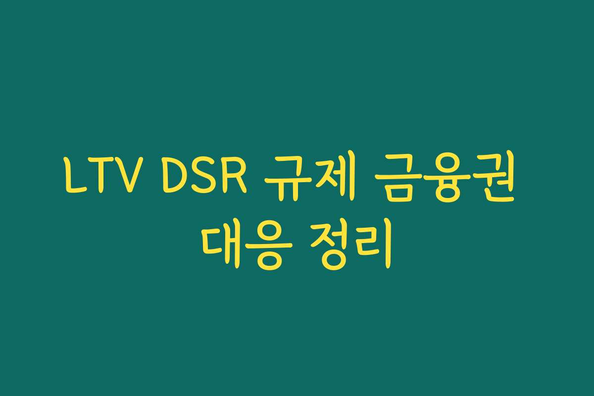 LTV DSR 규제 금융권 대응 정리