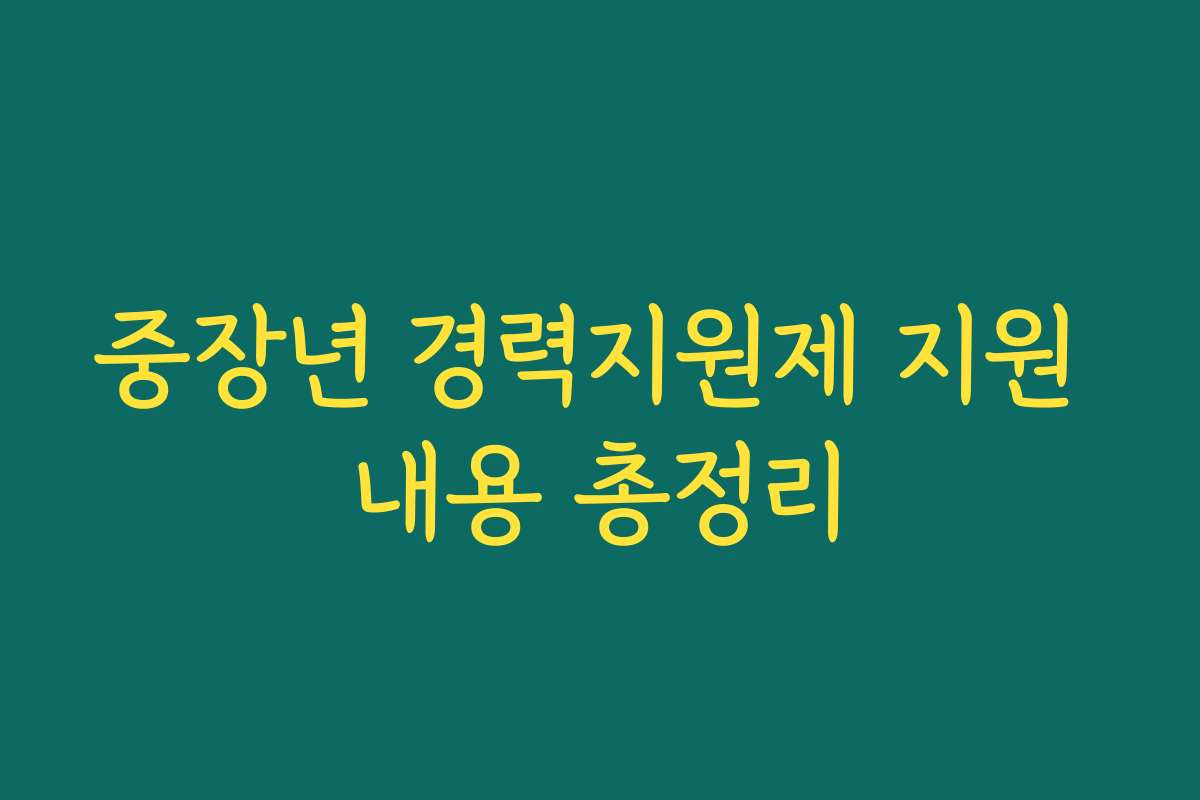 중장년 경력지원제 지원 내용 총정리