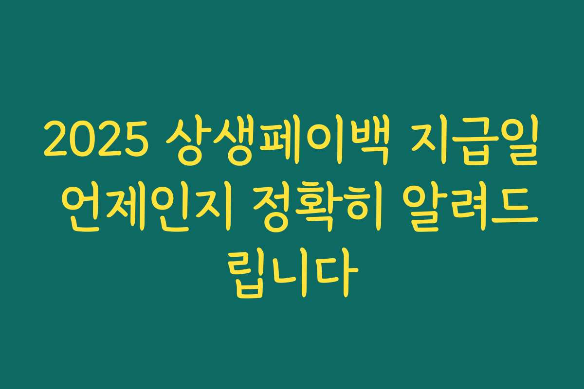 2025 상생페이백 지급일 언제인지 정확히 알려드립니다 2025 상생페이백 지급일 언제인지 정확히 알려드립니다
