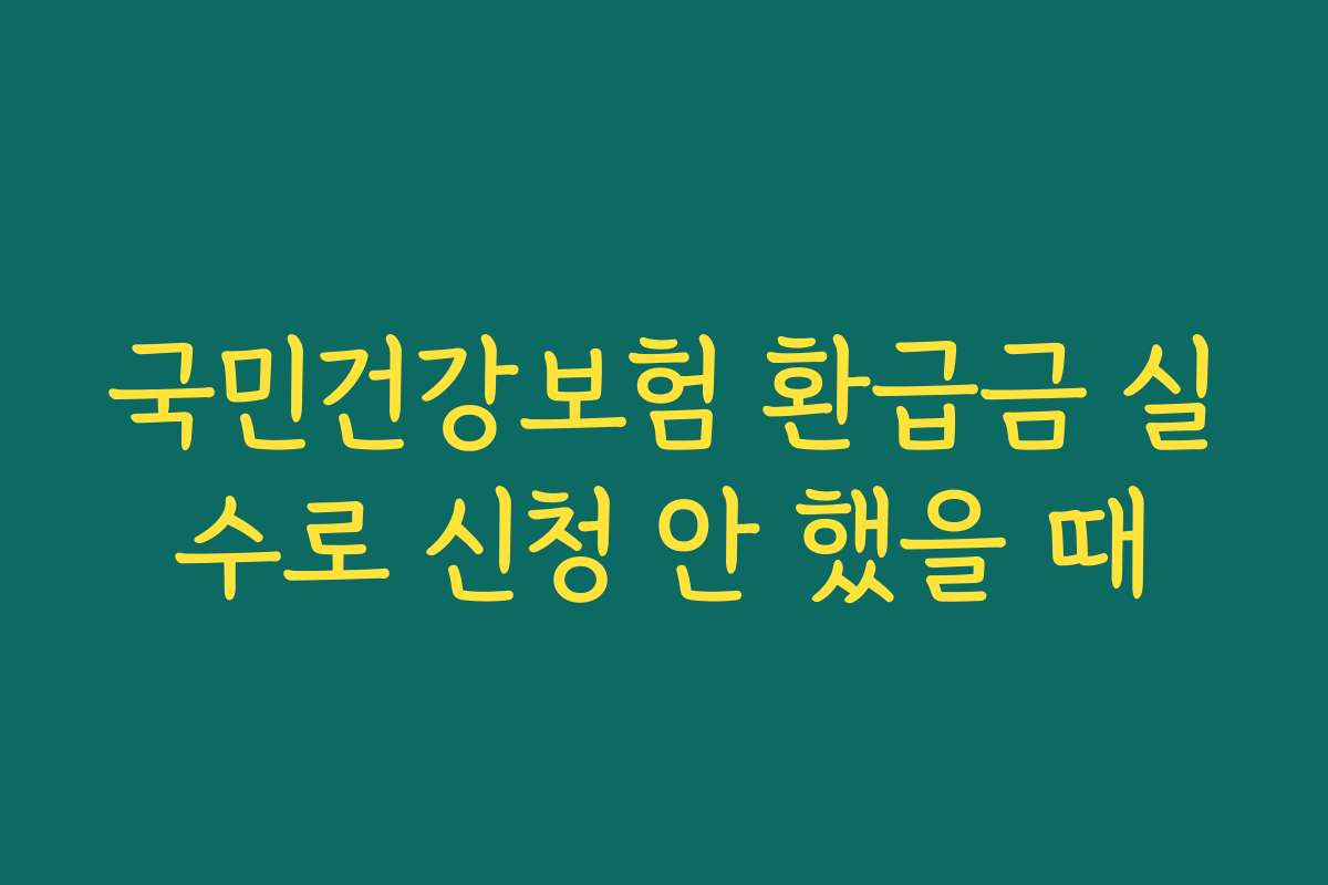국민건강보험 환급금 실수로 신청 안 했을 때
