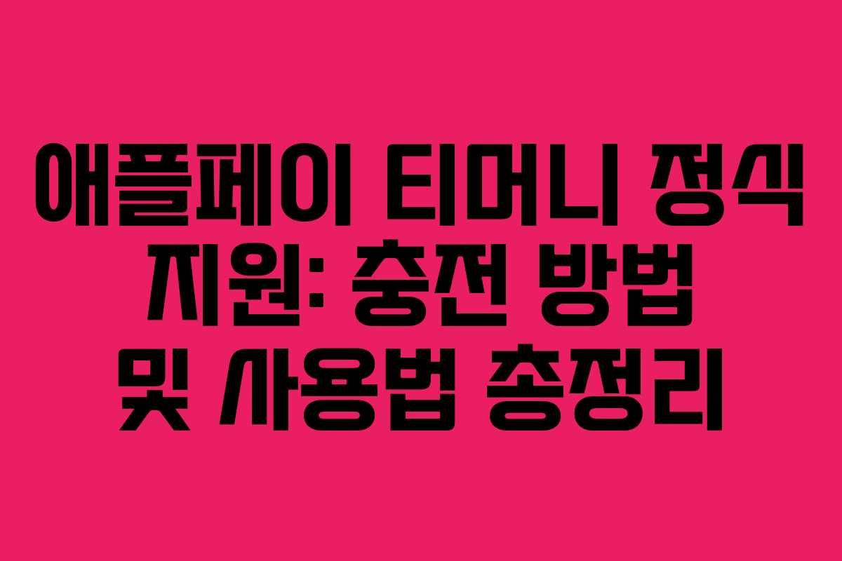 애플페이 티머니 정식 지원: 충전 방법 및 사용법 총정리 애플페이 티머니 정식 지원: 충전 방법 및 사용법 총정리