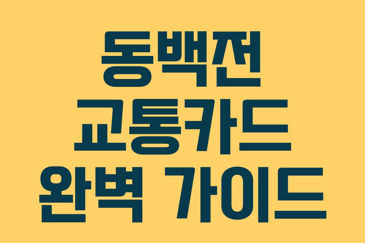 동백전 교통카드 완벽 가이드 동백전 교통카드 완벽 가이드