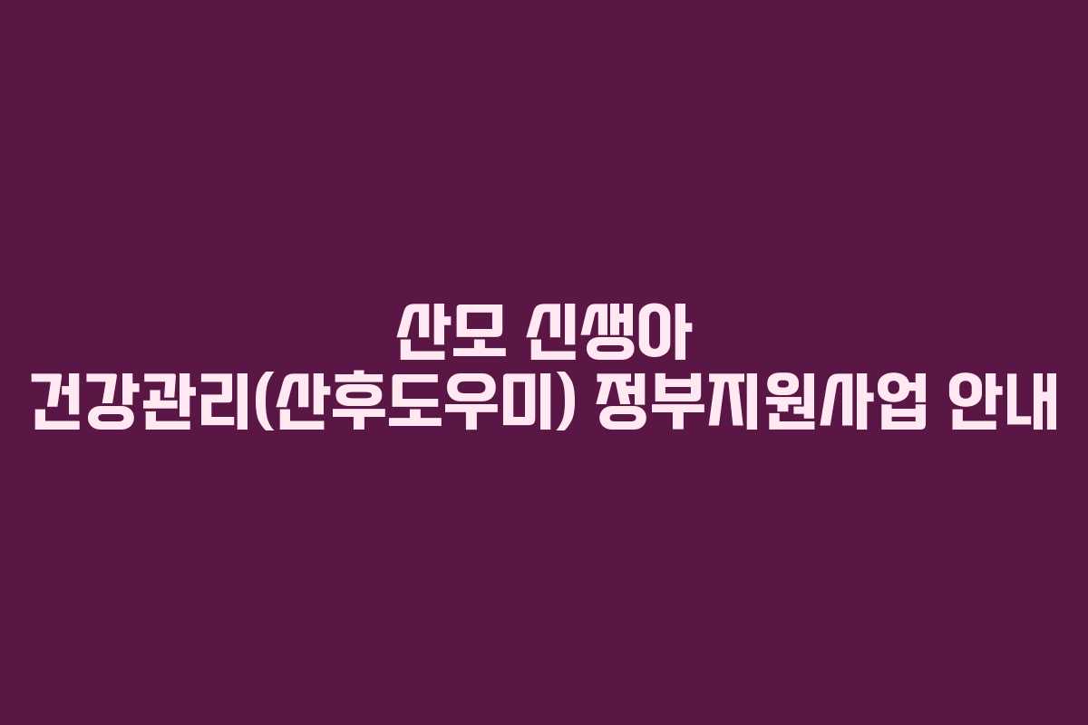 산모 신생아 건강관리(산후도우미) 정부지원사업 안내 산모 신생아 건강관리(산후도우미) 정부지원사업 안내
