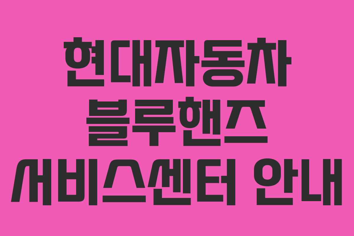 현대자동차 블루핸즈 서비스센터 안내 현대자동차 블루핸즈 서비스센터 안내