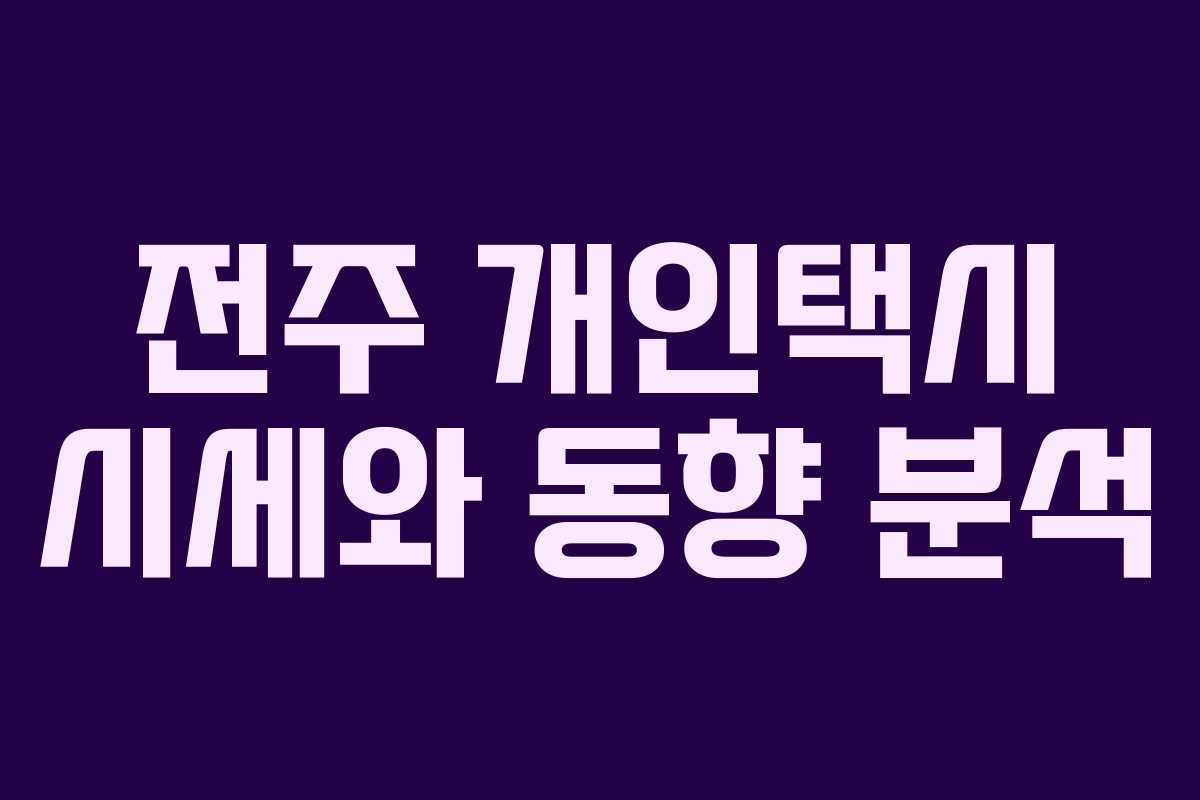 전주 개인택시 시세와 동향 분석 전주 개인택시 시세와 동향 분석