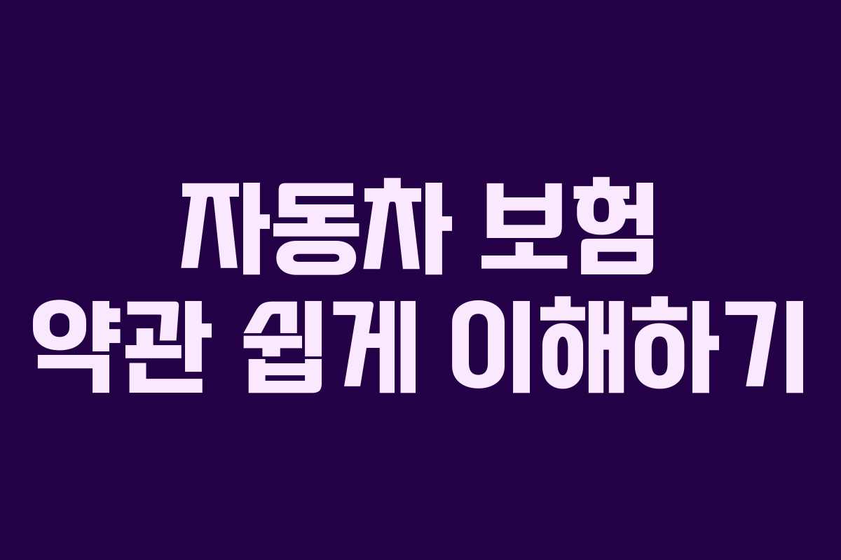 자동차 보험 약관 쉽게 이해하기 자동차 보험 약관 쉽게 이해하기