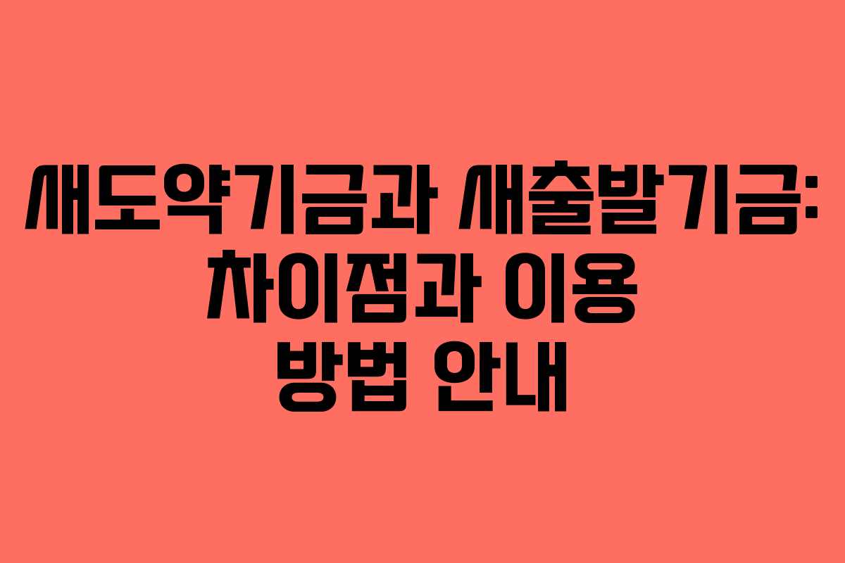 새도약기금과 새출발기금: 차이점과 이용 방법 안내