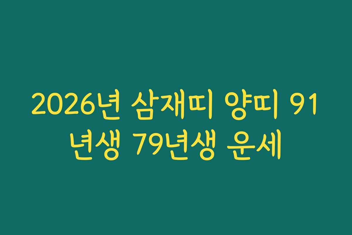2026년 삼재띠 양띠 91년생 79년생 운세