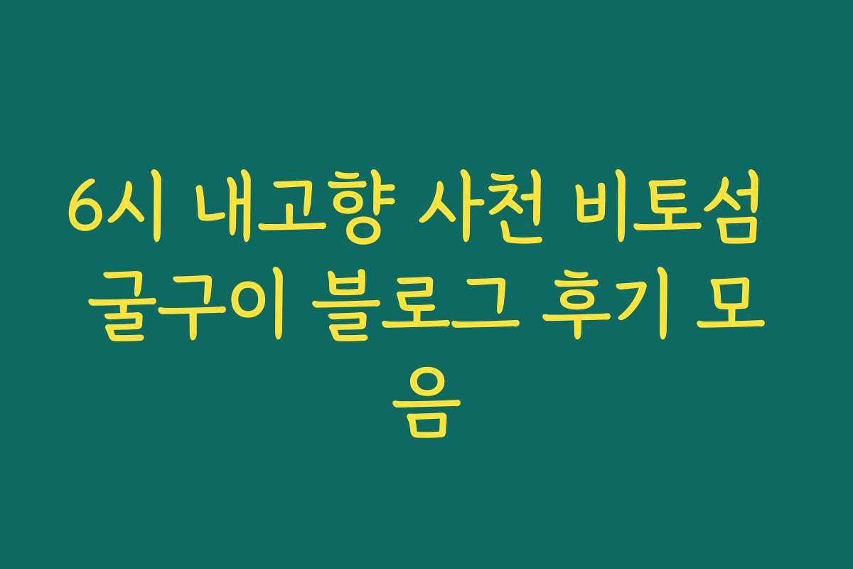 6시 내고향 사천 비토섬 굴구이 블로그 후기 모음