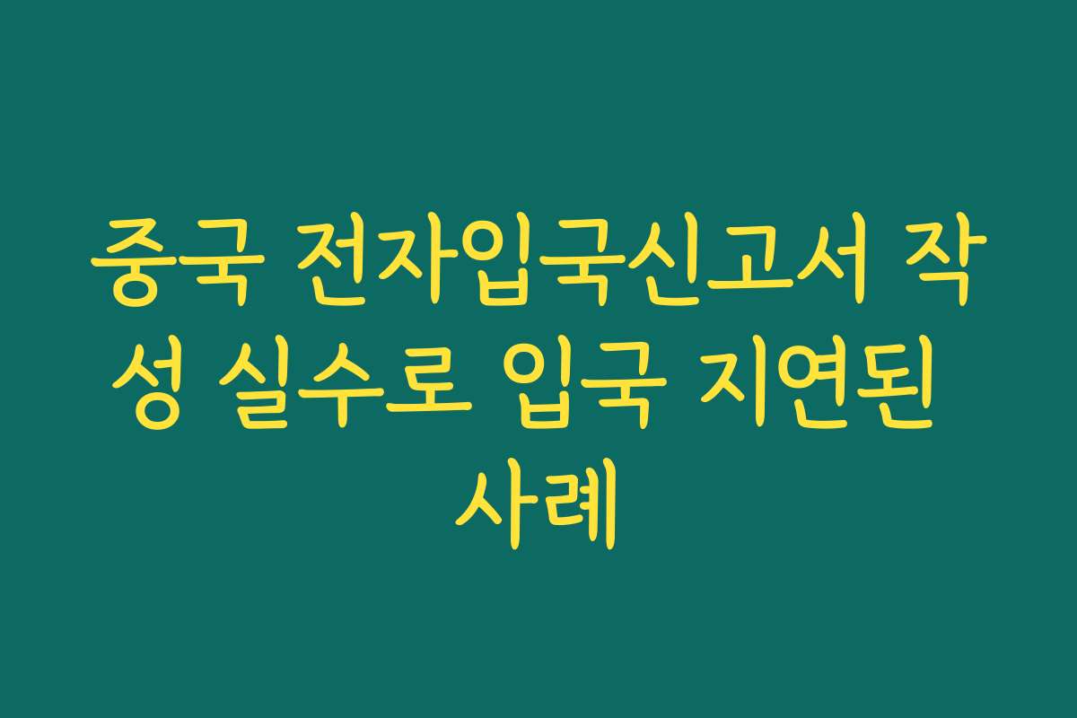 중국 전자입국신고서 작성 실수로 입국 지연된 사례