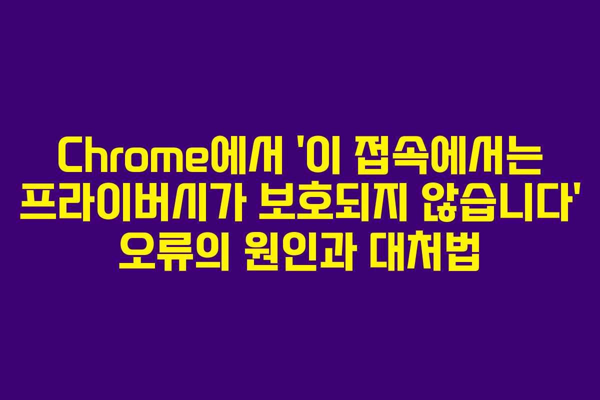 Chrome에서 ‘이 접속에서는 프라이버시가 보호되지 않습니다’ 오류의 원인과 대처법
