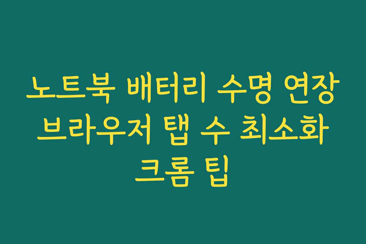 노트북 배터리 수명 연장 브라우저 탭 수 최소화 크롬 팁