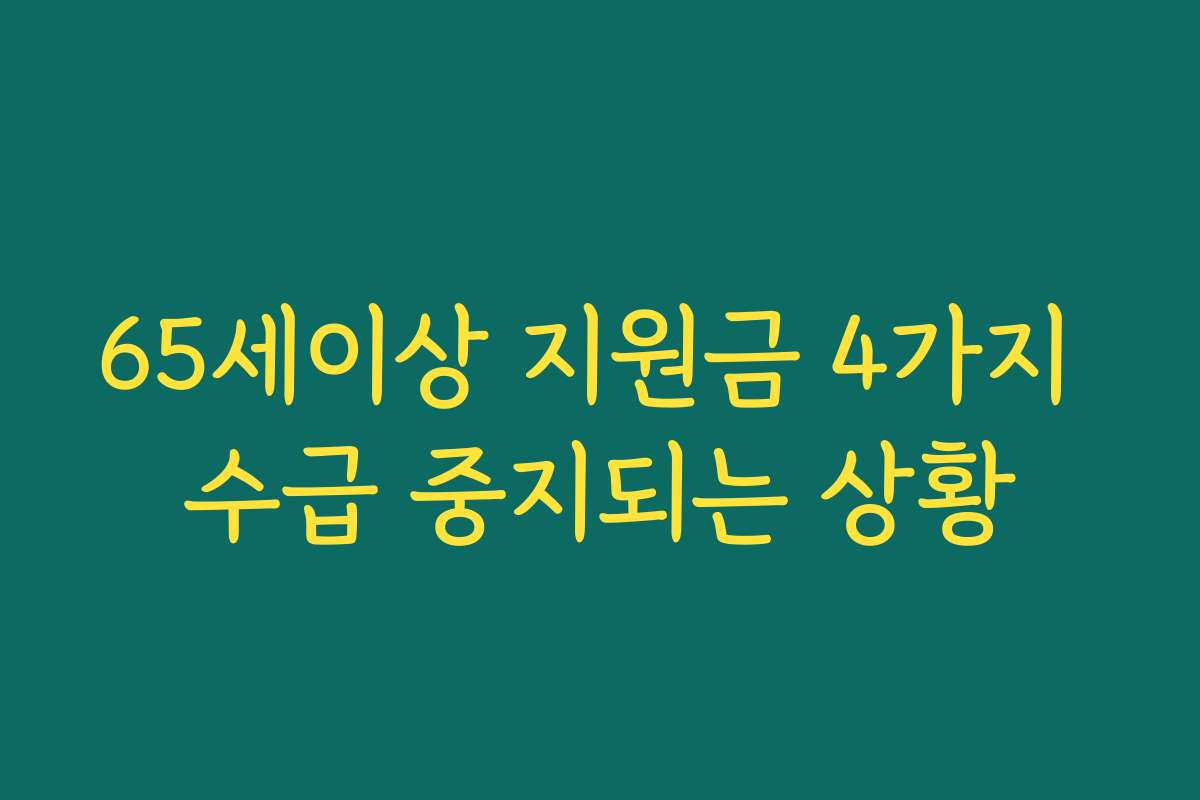 65세이상 지원금 4가지 수급 중지되는 상황