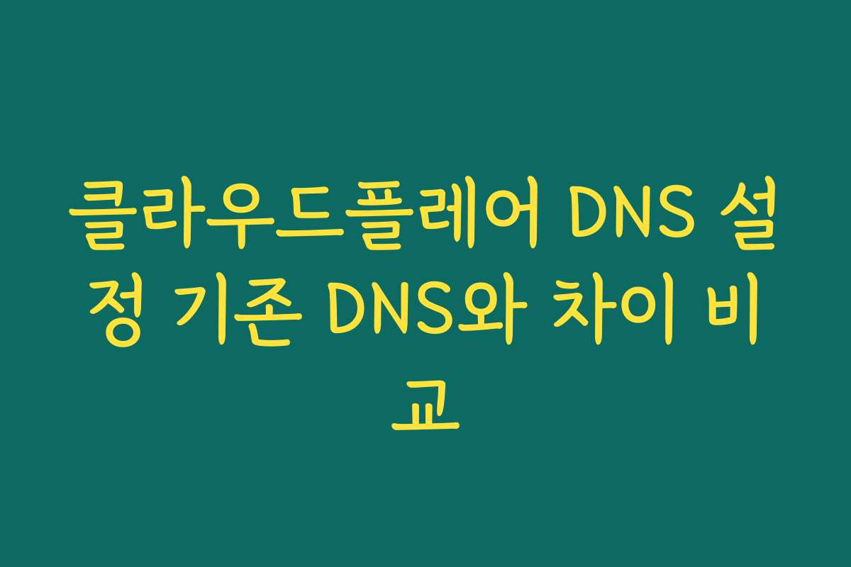 클라우드플레어 DNS 설정 기존 DNS와 차이 비교