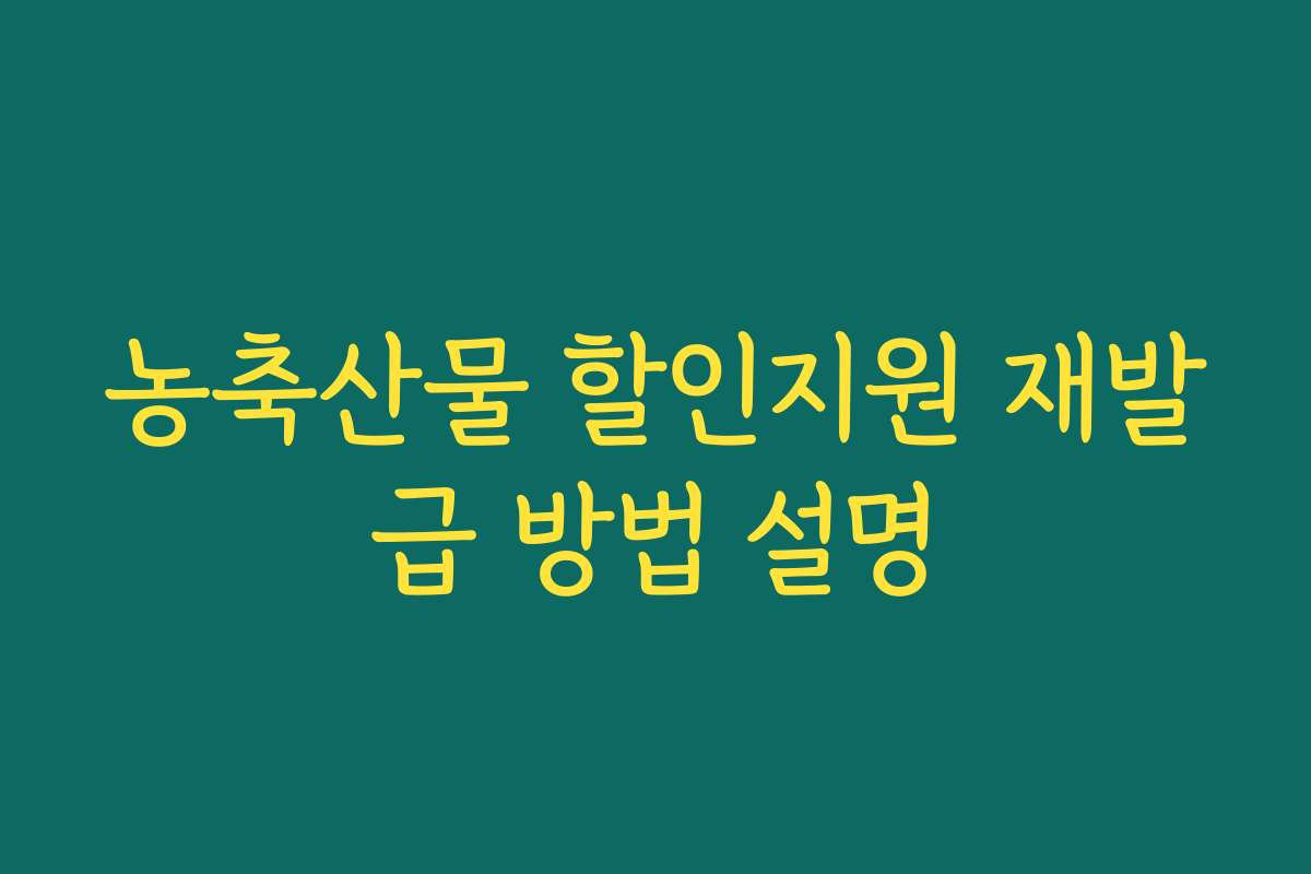 농축산물 할인지원 재발급 방법 설명