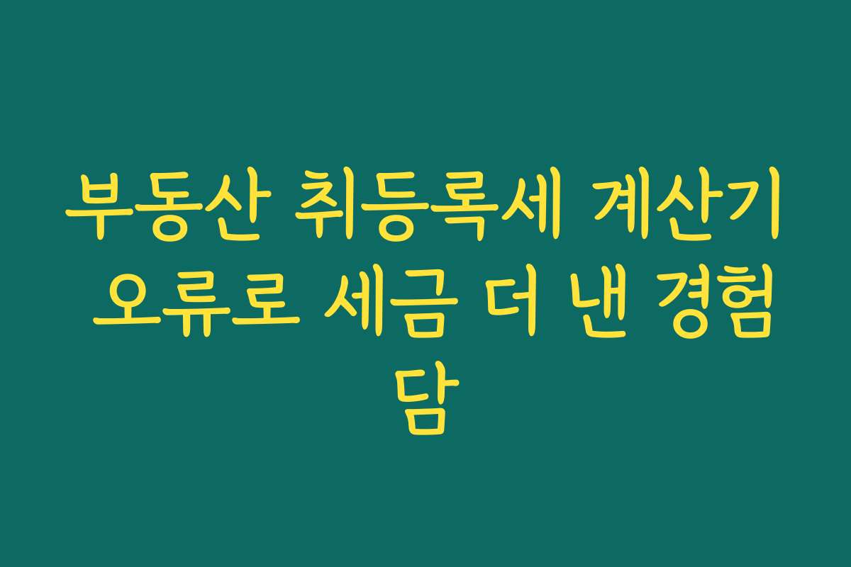 부동산 취등록세 계산기 오류로 세금 더 낸 경험담