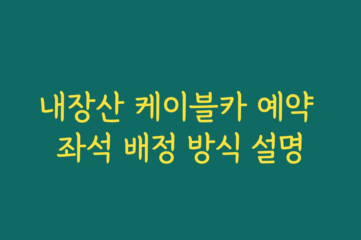 내장산 케이블카 예약 좌석 배정 방식 설명