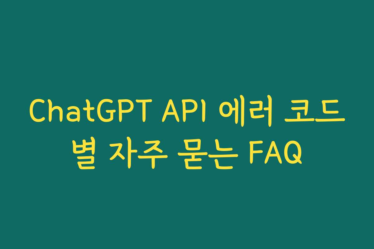 ChatGPT API 에러 코드별 자주 묻는 FAQ